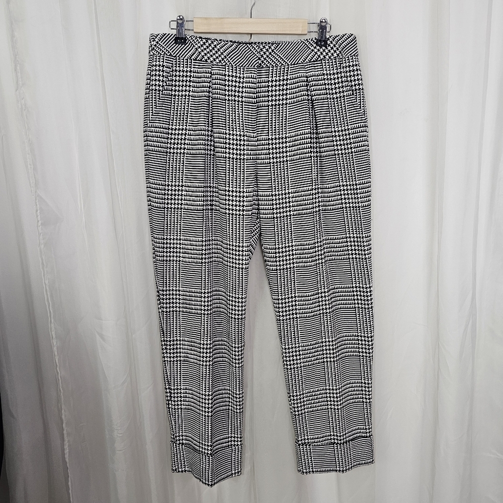 Trina Turk Black and White Plaid Houndstooth Dress Pant Trouser Size 10